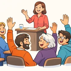 Mitgliederversammlung Menschen heben die Hand